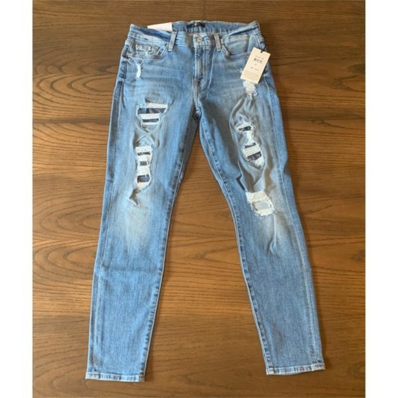 7 For All Mankind Denim - 7 For All Mankind Sequin Destroy Ankle Skinny 30